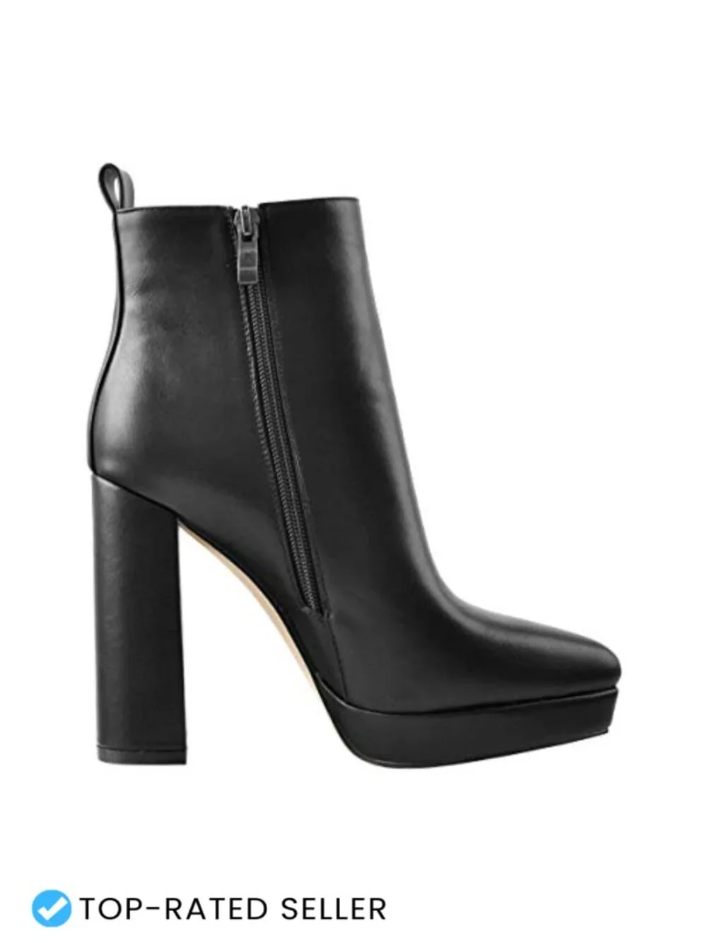 Chunky Heel Platform Ankle Boots Pointed Toe Side Zipper Block Heel Booties